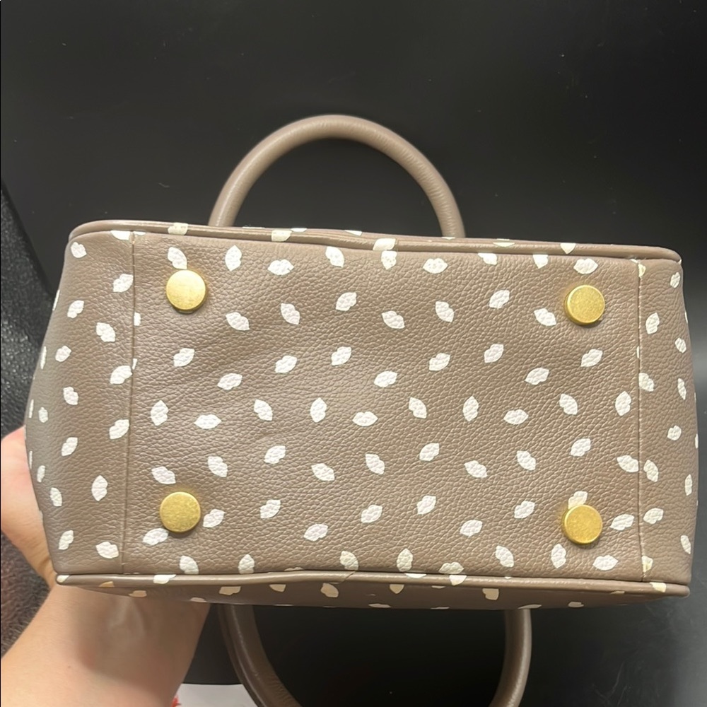 Lulu Guinness Brown and White Polka Dot Satchel - Picture 8 of 9